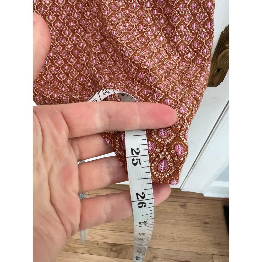 Ann Taylor Sarong Style Wrap Midi Skirt Rust Orange Print Knot Waist Women's 2P - Picture 6 of 11